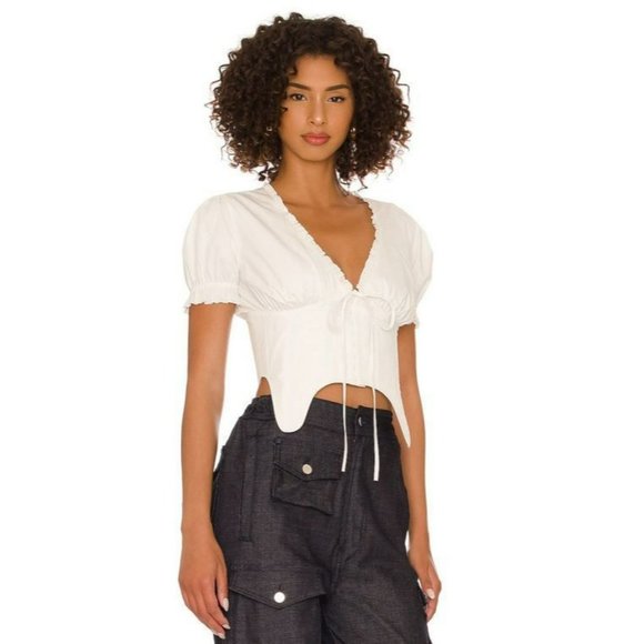 DANIELLE GUIZIO Women's Full Sleeve Corset in Wind Cream, Size L - Picture 6 of 7